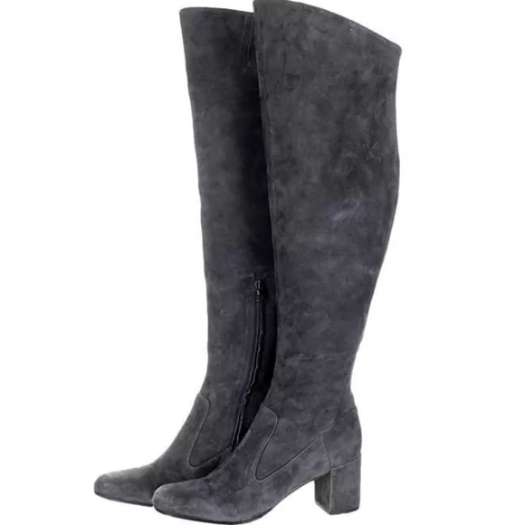 VINCE NY Blythe OTK Over The Knee Grey Suede Boots - Picture 3 of 6
